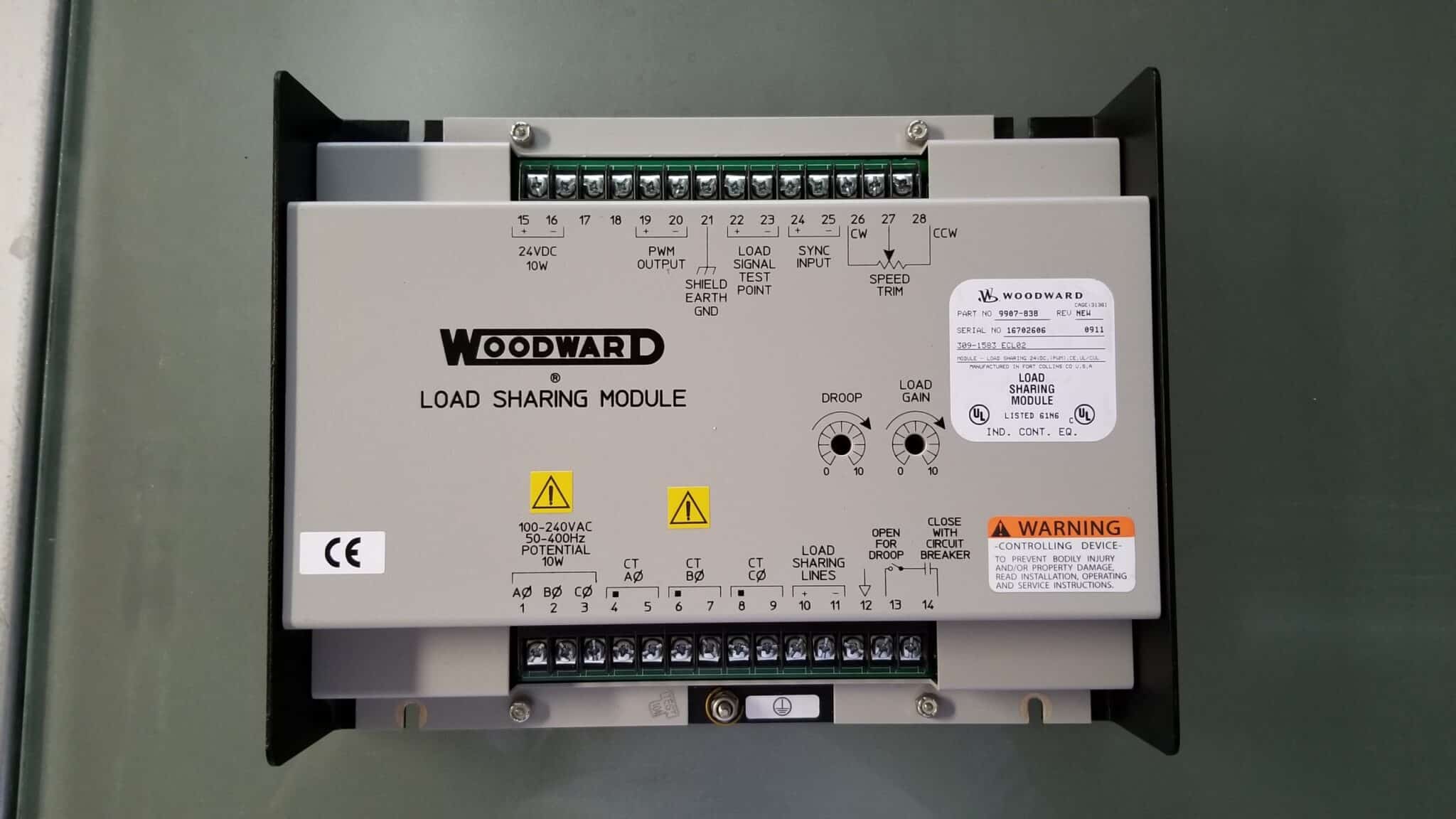 Used Woodward Load Sharing Module Rev. New 9907-838
