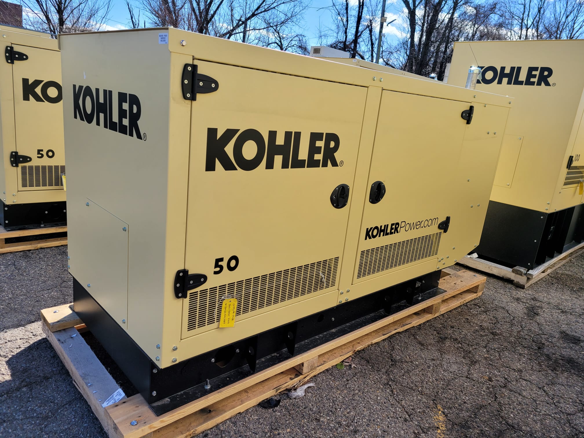 New 50 kW Kohler KG50 Natural Gas Generator – Steel sound enclosure – EPA Certified