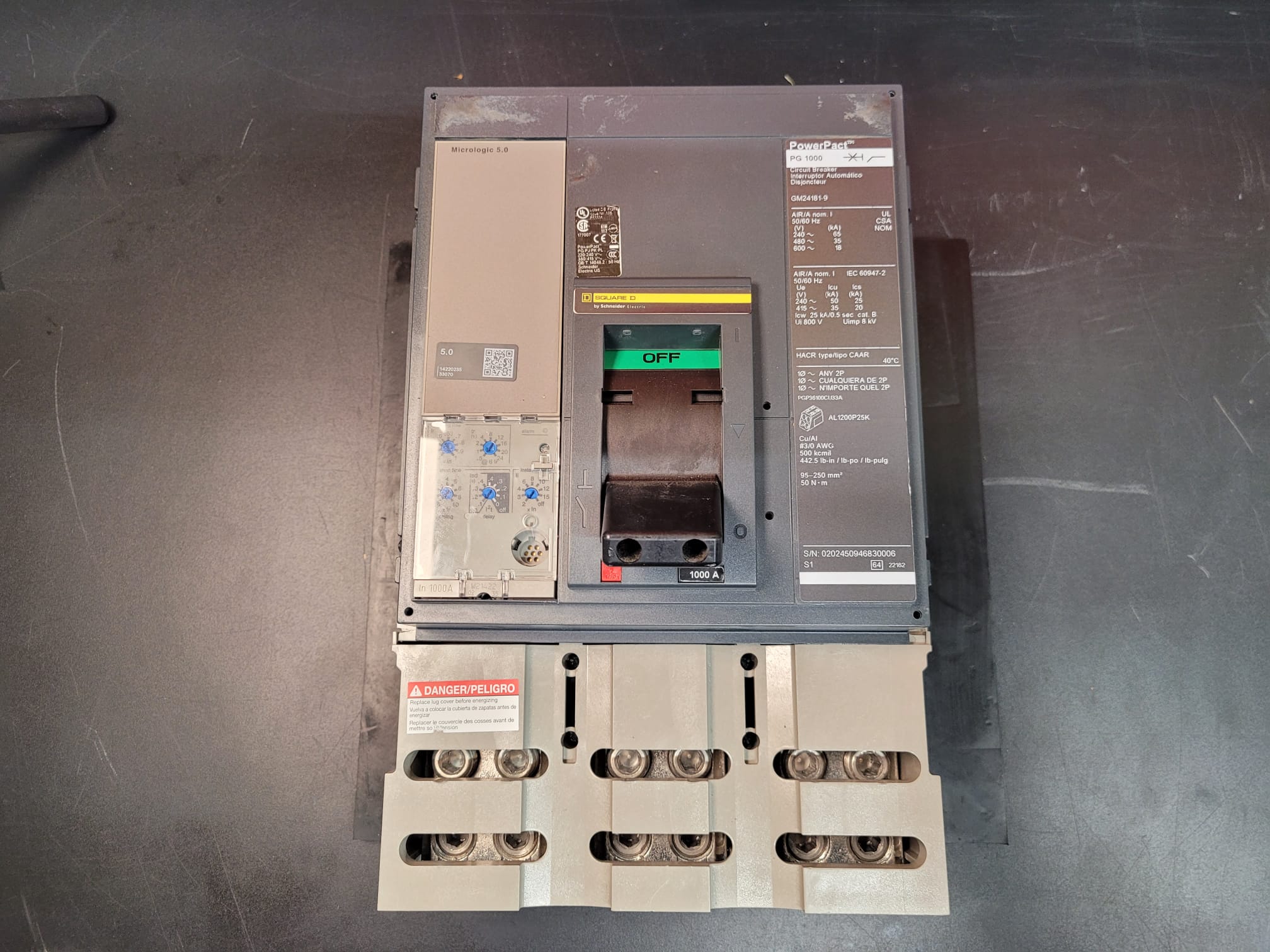 Used 1000 Amp Square D PGP36100CU33A LSI Breaker