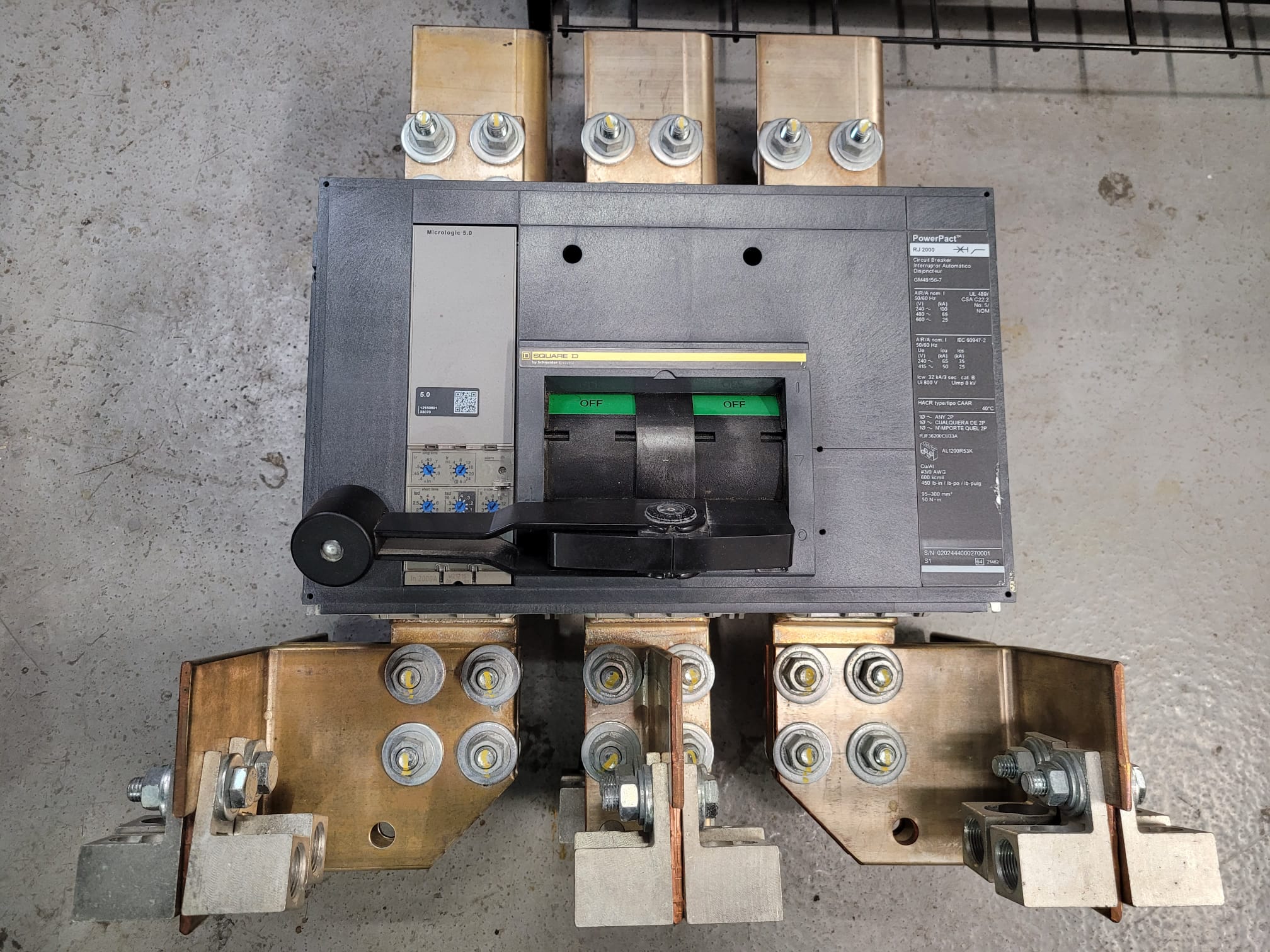 Used 2000 Amp Square D RJF36200CU33A LSI Breaker