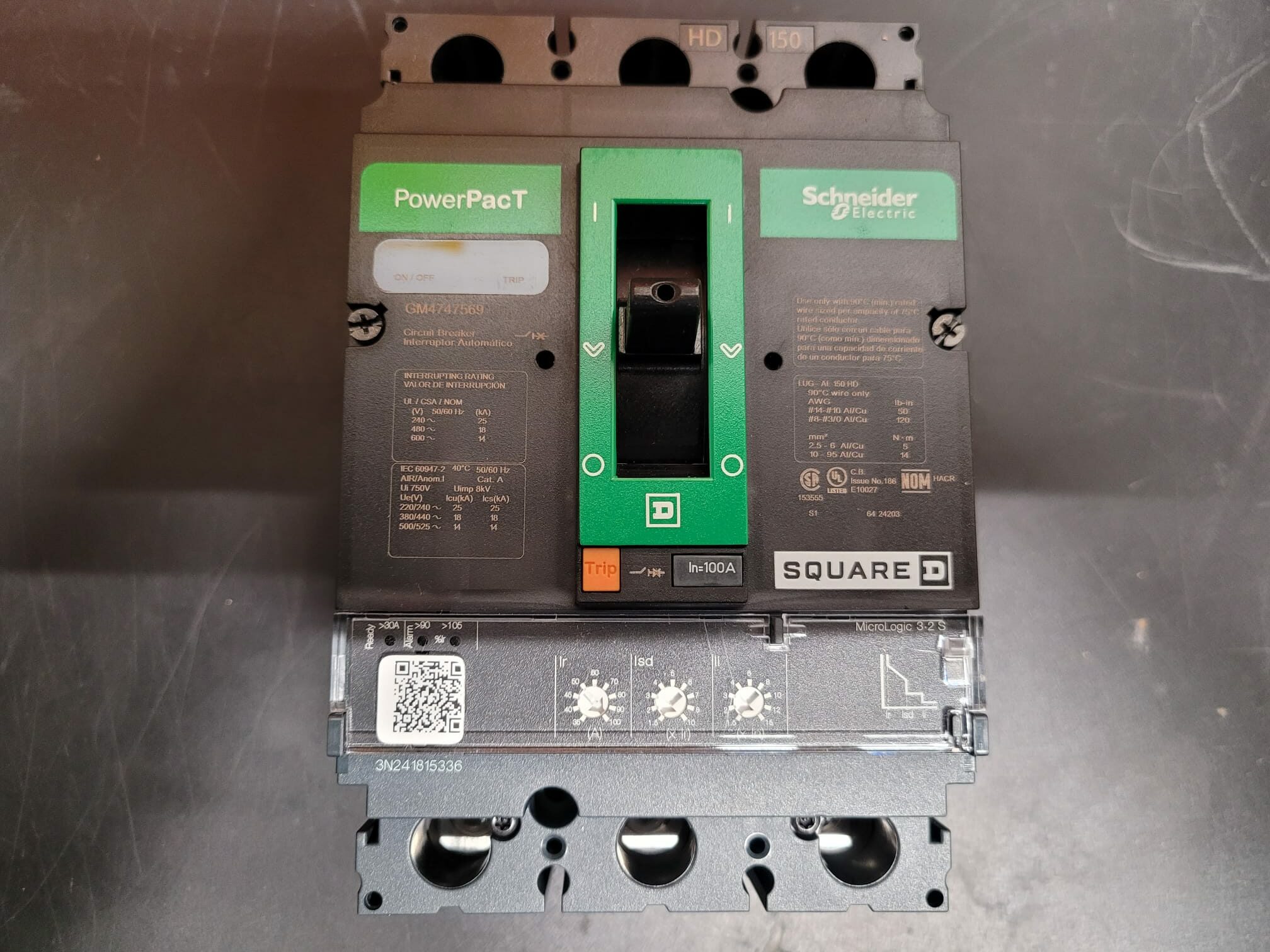 New 100 Amp Square D HDP36100CU33XTX LSI Breaker (10 Available)