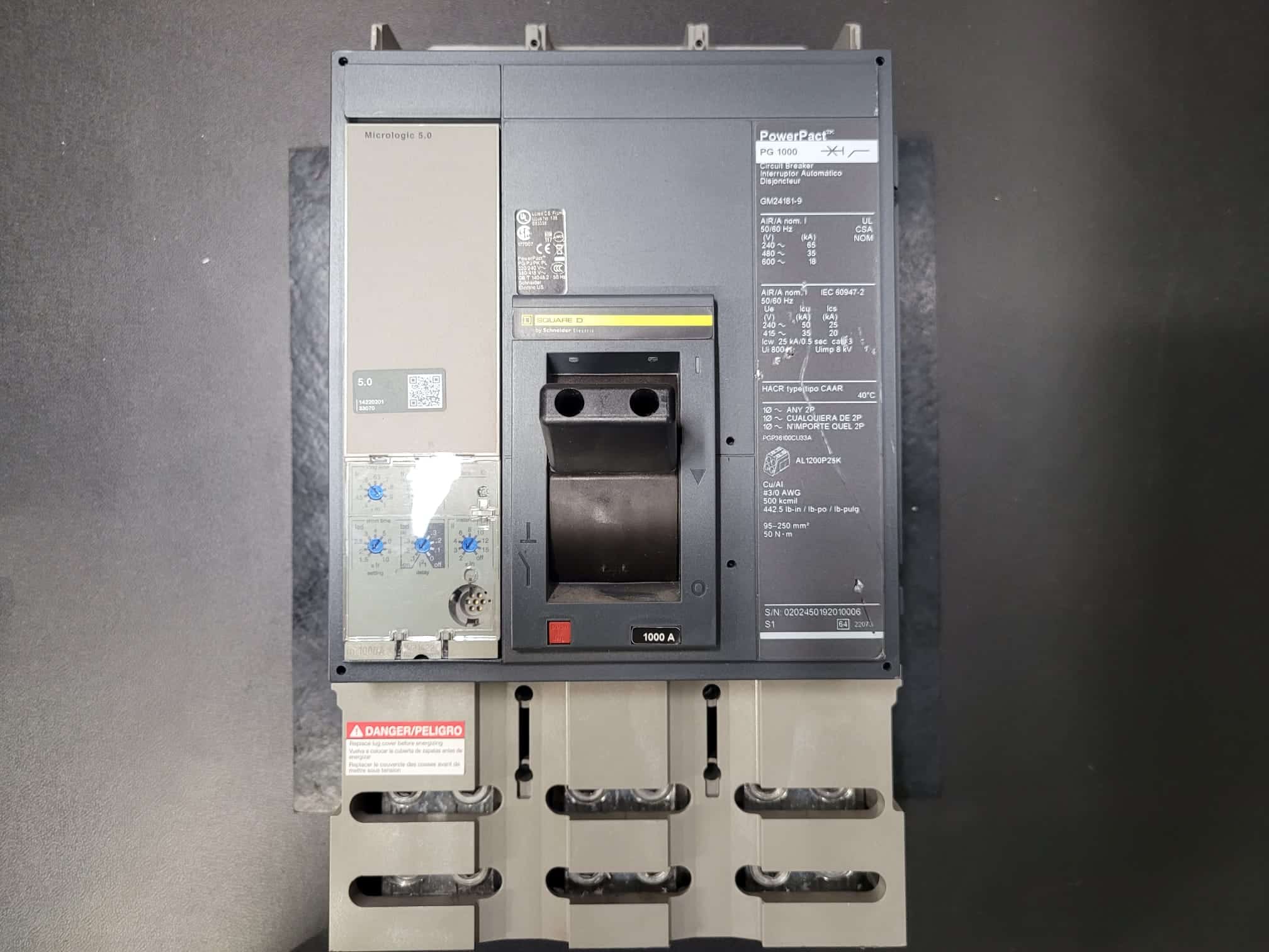 Used 1000 Amp Square D PGP36100CU33A LSI Breaker